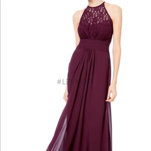 Lace halter top chiffon long dress